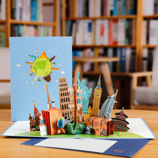 Travel Pop Up Card Journey Tour Souvenir 3D Greeting Cards Hotel Gift for Tourist Guests