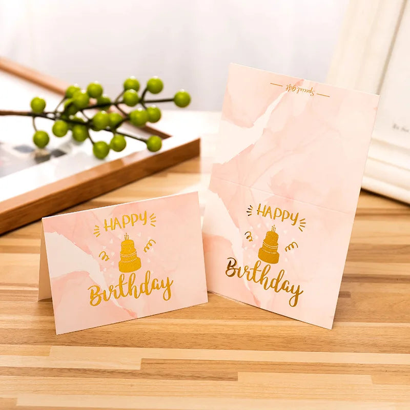 10 piece set of hot stamping happy birthday greeting card flower shop bakery souvenir gift for boyfriend and girlfriend