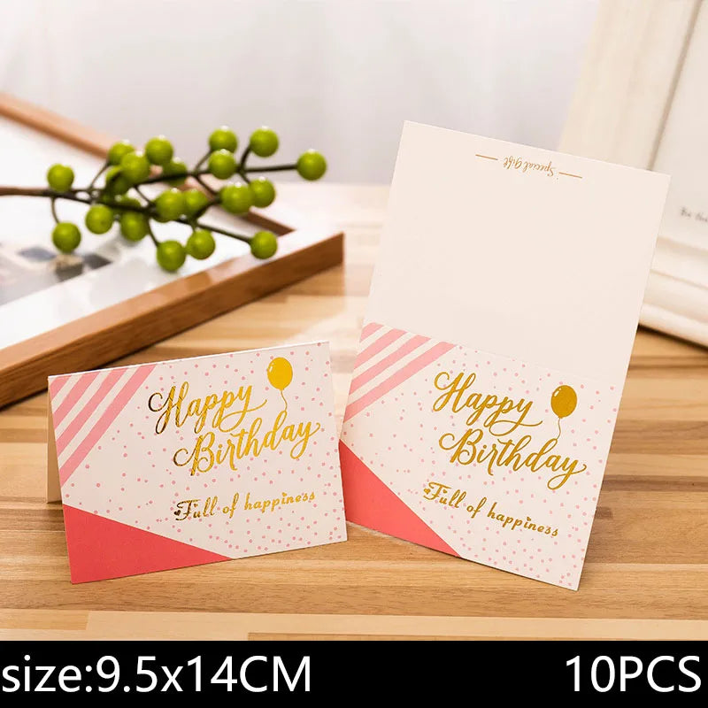 10 piece set of hot stamping happy birthday greeting card flower shop bakery souvenir gift for boyfriend and girlfriend