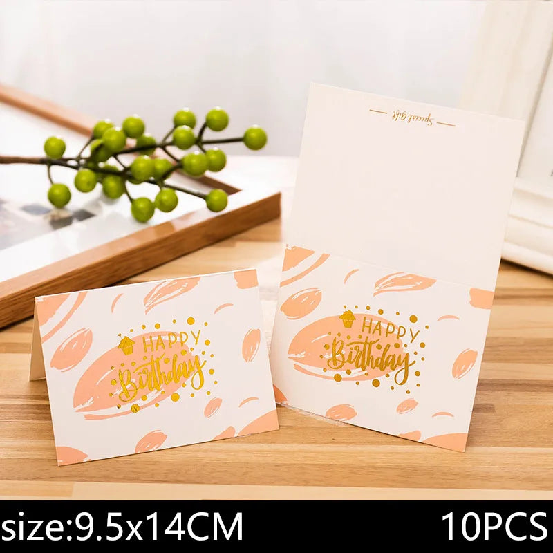 10 piece set of hot stamping happy birthday greeting card flower shop bakery souvenir gift for boyfriend and girlfriend