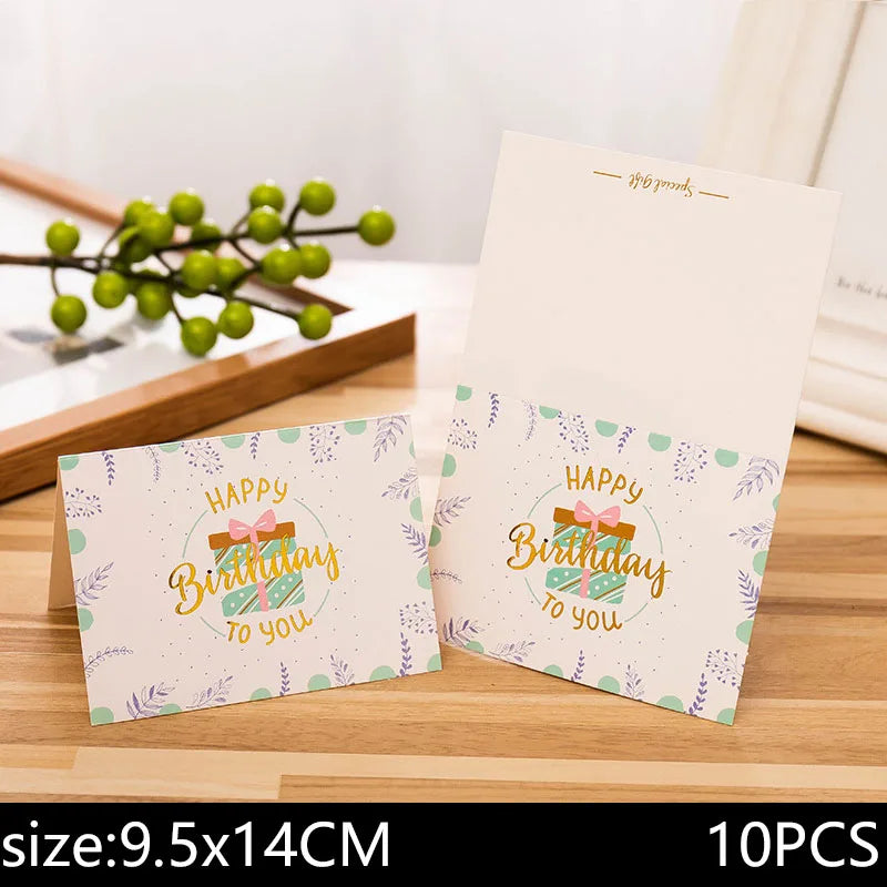 10 piece set of hot stamping happy birthday greeting card flower shop bakery souvenir gift for boyfriend and girlfriend