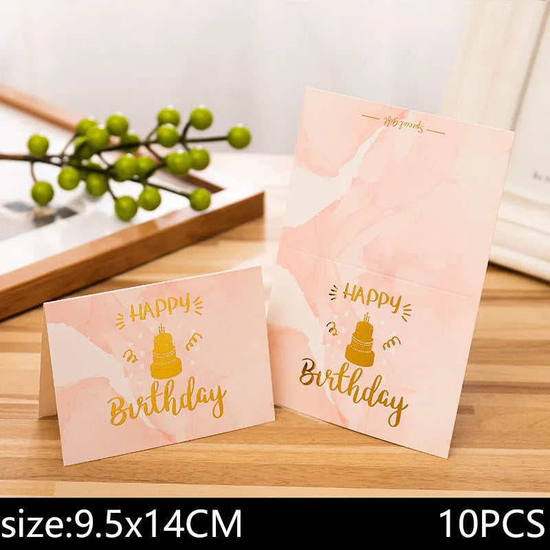 10 piece set of hot stamping happy birthday greeting card flower shop bakery souvenir gift for boyfriend and girlfriend
