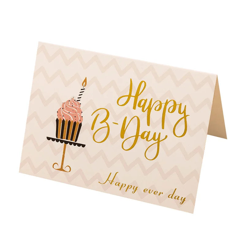 10 piece set of hot stamping happy birthday greeting card flower shop bakery souvenir gift for boyfriend and girlfriend