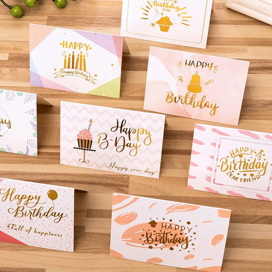 10 piece set of hot stamping happy birthday greeting card flower shop bakery souvenir gift for boyfriend and girlfriend