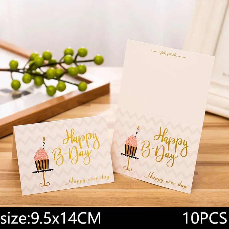 10 piece set of hot stamping happy birthday greeting card flower shop bakery souvenir gift for boyfriend and girlfriend