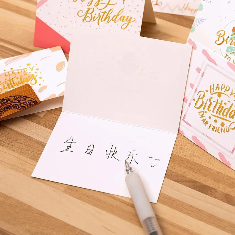 10 piece set of hot stamping happy birthday greeting card flower shop bakery souvenir gift for boyfriend and girlfriend
