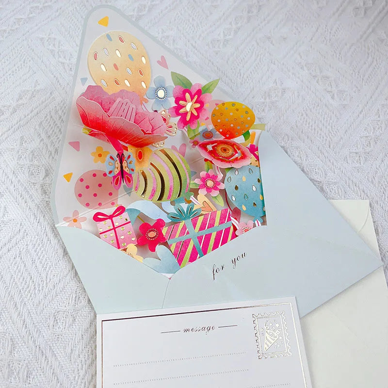 Pop up style surprise flower greeting card envelope shape universal blessing creative gratitude 3D card  thank you cards  gift