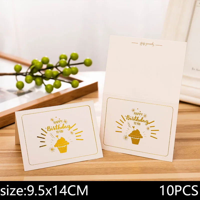 10 piece set of hot stamping happy birthday greeting card flower shop bakery souvenir gift for boyfriend and girlfriend