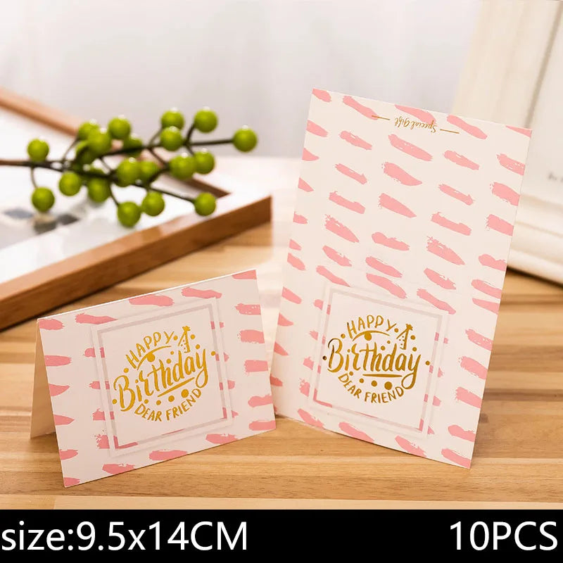 10 piece set of hot stamping happy birthday greeting card flower shop bakery souvenir gift for boyfriend and girlfriend