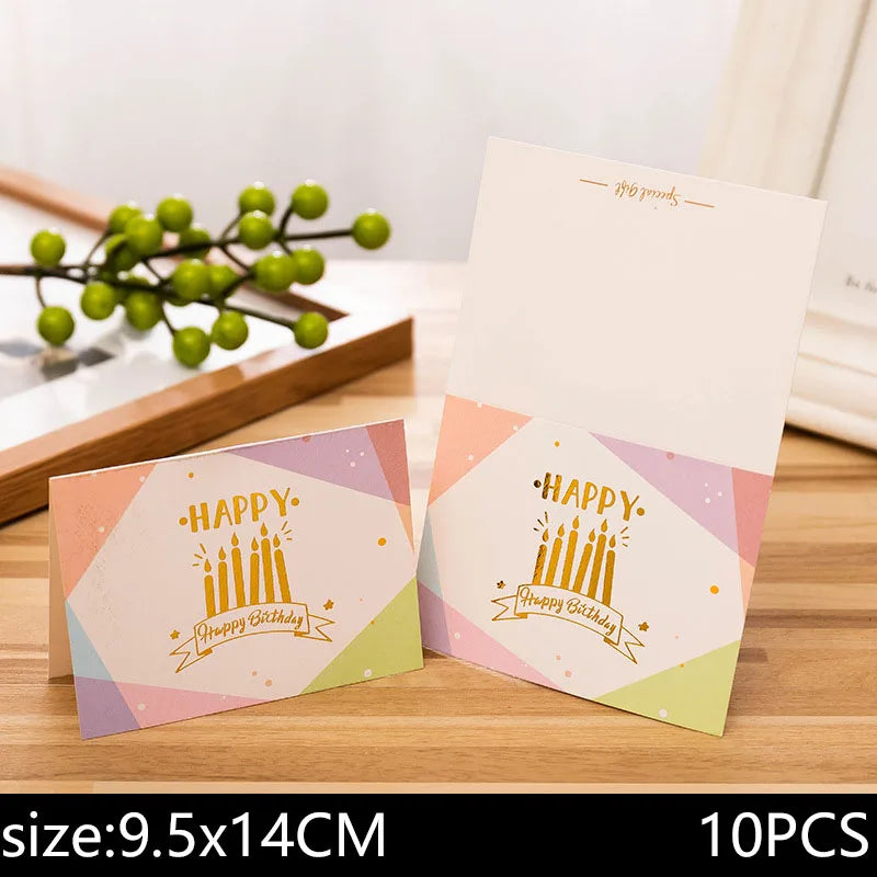 10 piece set of hot stamping happy birthday greeting card flower shop bakery souvenir gift for boyfriend and girlfriend