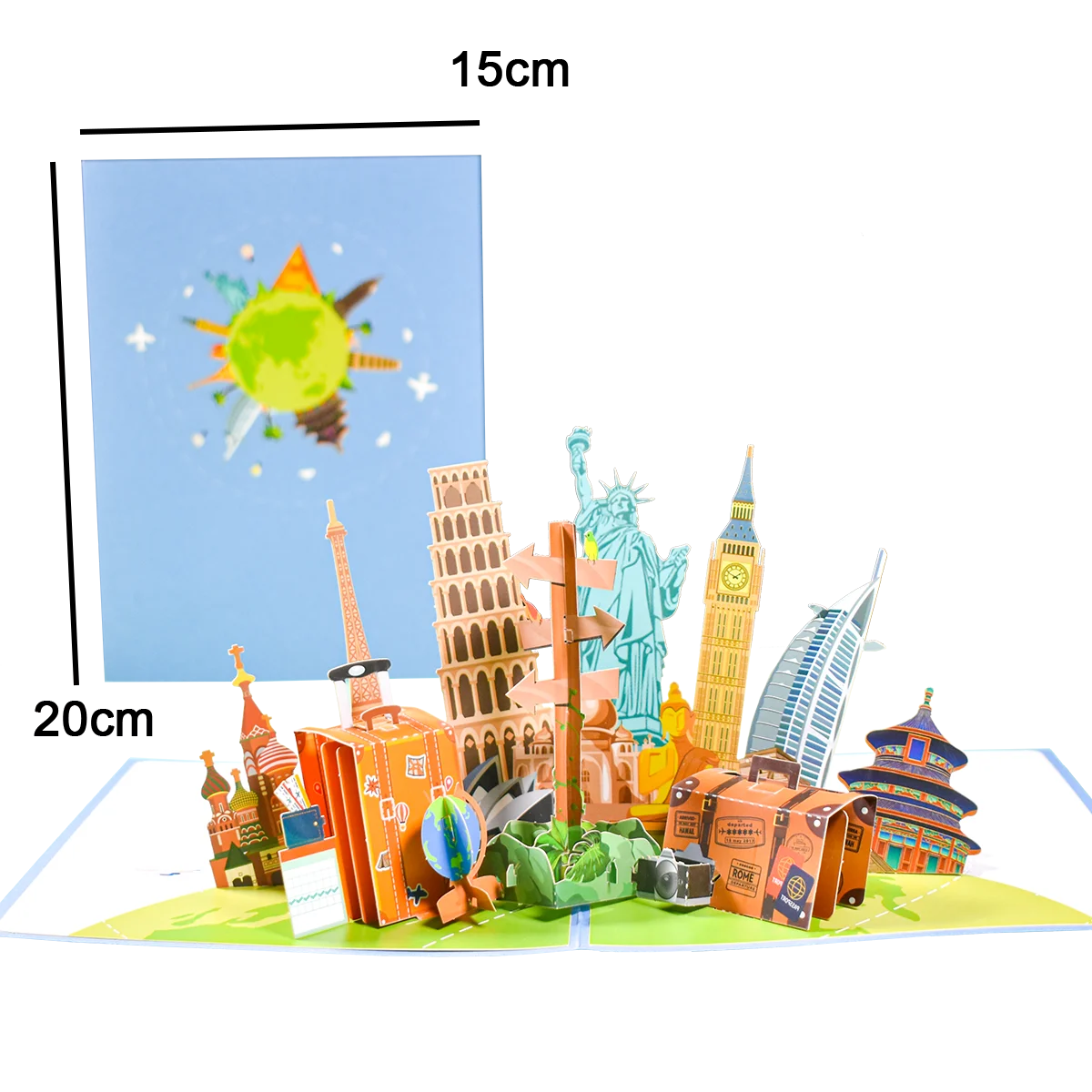 Travel Pop Up Card Journey Tour Souvenir 3D Greeting Cards Hotel Gift for Tourist Guests